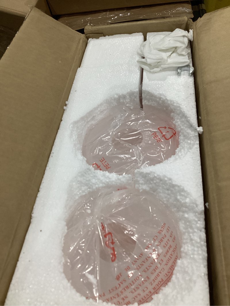 Condition photo showing Good Condition for Doraimi Lighting 3 Light Linear Indoor Hanging Kitchen Island Light Brushed Nickel Finish Fixture,Modern 5.3" Frosted Glass Chandelier Shade for Bar Dining Room Kitchen Island Over Sink Frosted Glass Brushed Nickel