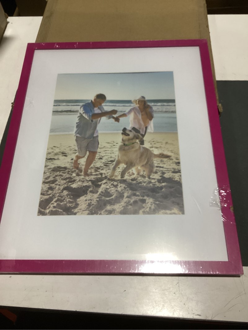 decorUhome 16x20 Picture Frame, Display Pictures 11x14 with Mat or 16x20 without Mat, Wall Hanging Poster Frame, Magenta, 1 Pack Magenta 16x20