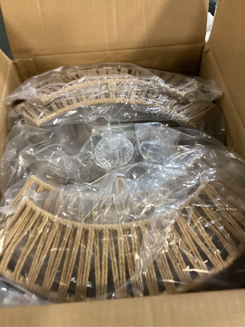 Condition photo showing Good Condition for boho ceiling fan with light and remote,rattan fandelier ceiling fan with light flush mount woven farmhouse caged ceiling fans for bedroom living room kitchen(enclosed 6 speeds) brown boho ceiling fan