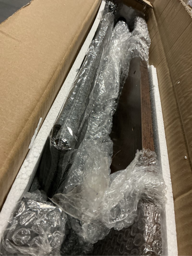 Condition photo showing Good Condition for KOUPA Height Adjustable Standing Desk with Storage Bag widths16 in Length 24 in, Portable Rolling Mobile Stand Up Table with Wheels, 360 Degree Flip Laptop Computer Desk for Home Office, Rustic Brown Brown 60 Bag