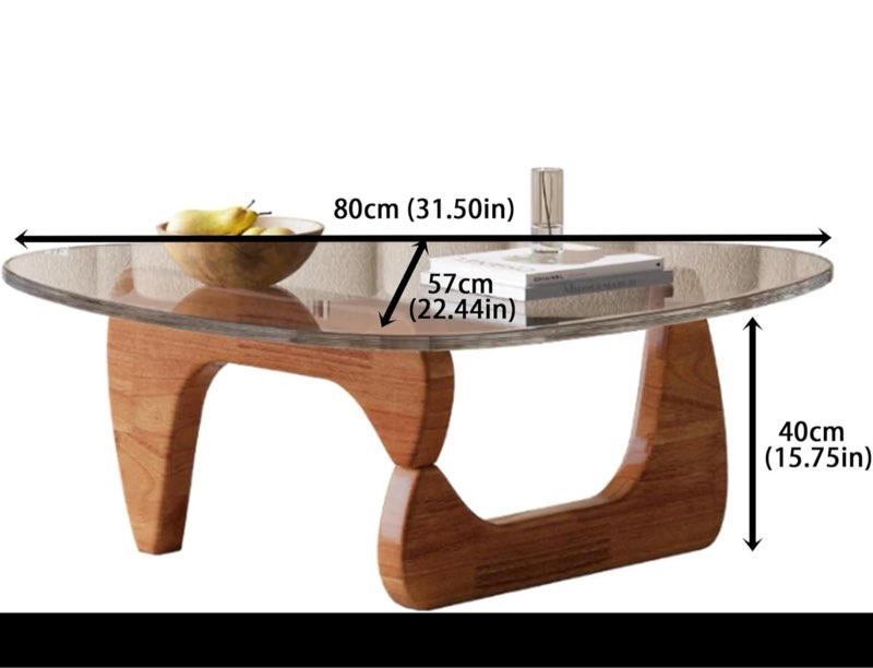 easysoul modern glass coffee table, 32.68" d x 22.44" w x 15.75" h, abstract round tea tables for living room home office industrial cocktail tables (walnut-clear glass, 32.68") walnut-clear glass 32.68"