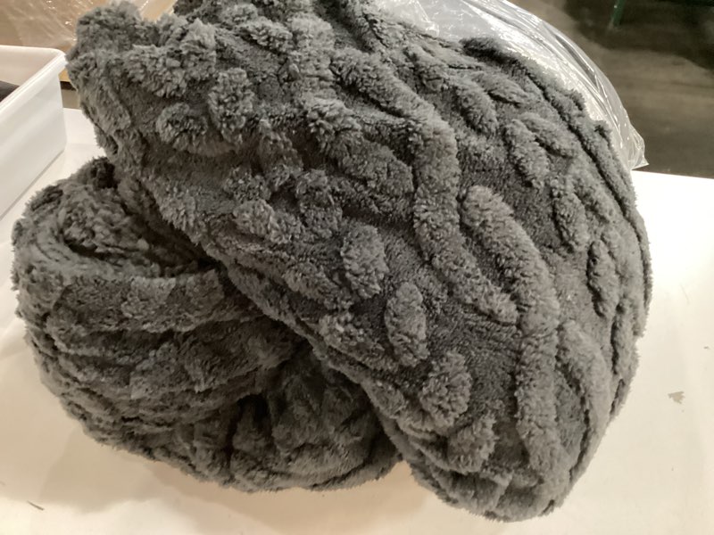 Condition photo showing Good Condition for phf ultra soft flannel fleece blanket queen size, lightweight 3d jacquard fleece blanket, no shedding, no pilling, luxury 340gsm aesthetic fluffy cozy for bed room decor, 90"x90", frost gray queen(90"x90") frost gray