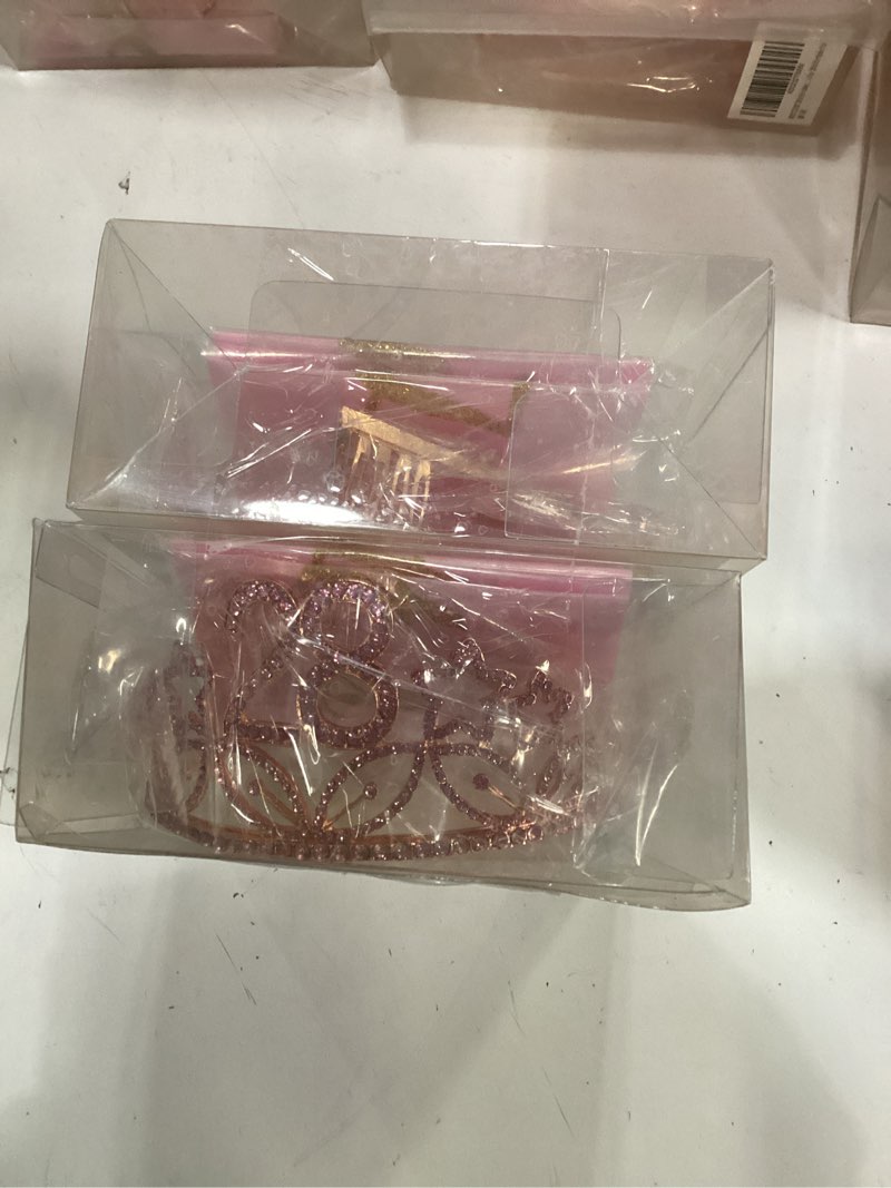 Condition photo showing New/Like New for (2 pack) meant2tobe 28th birthday sash and tiara for women - fabulous set: glitter sash + stars rhinestone pink premium metal tiara for women, 28th birthday gifts for 28th birthday party