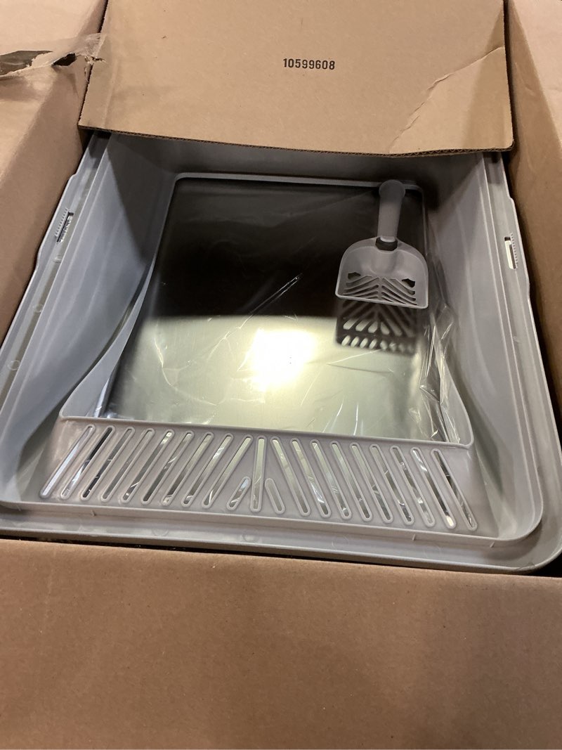 Condition photo showing Good Condition for stainless steel litter box extra large for big cats and multi-cats | jumbo extra large metal cat box with high sided lid, anti-urine leakage, non-stick,include litter scoop silver gray xxx-large