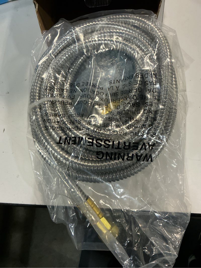 Condition photo showing New/Like New for 25FT Garden Hose, 304 Stainless Steel Water Hose, Flexible with a 10-Mode Nozzle Sprayer, No Kink, Lightweight, Puncture Proof, Ideal for Indoor & Outdoor Light Use, 5/8'' Outside Diameter 25 FEET