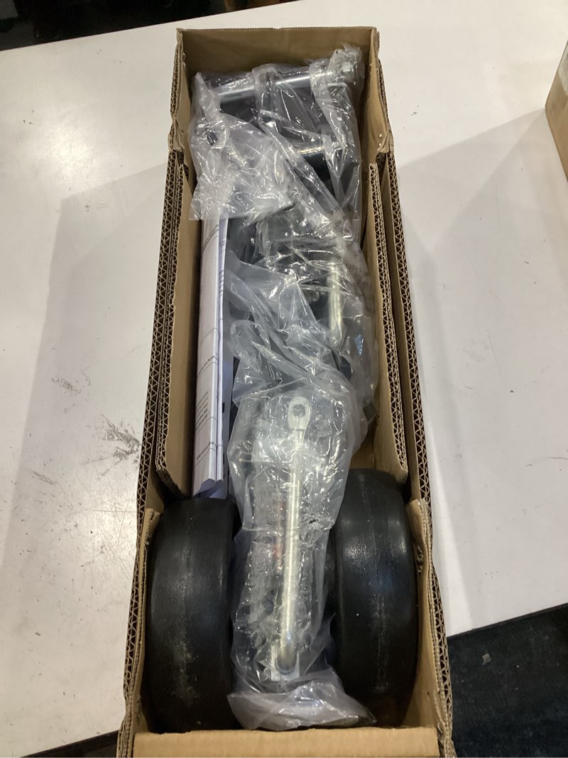 Condition photo showing New/Like New for upgraded spoke wheel trailer jack, 10" vertical movement, 1500 lbs, for rv, boat, trailer and more, black