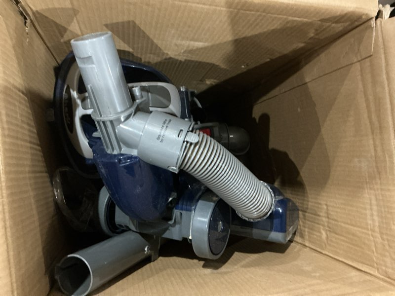 Condition photo showing As Is for shark upright vacuum, navigator lift-away deluxe with large dust cup capacity, hepa filter, swivel steering, upholstery tool & crevice tool, blue, nv360