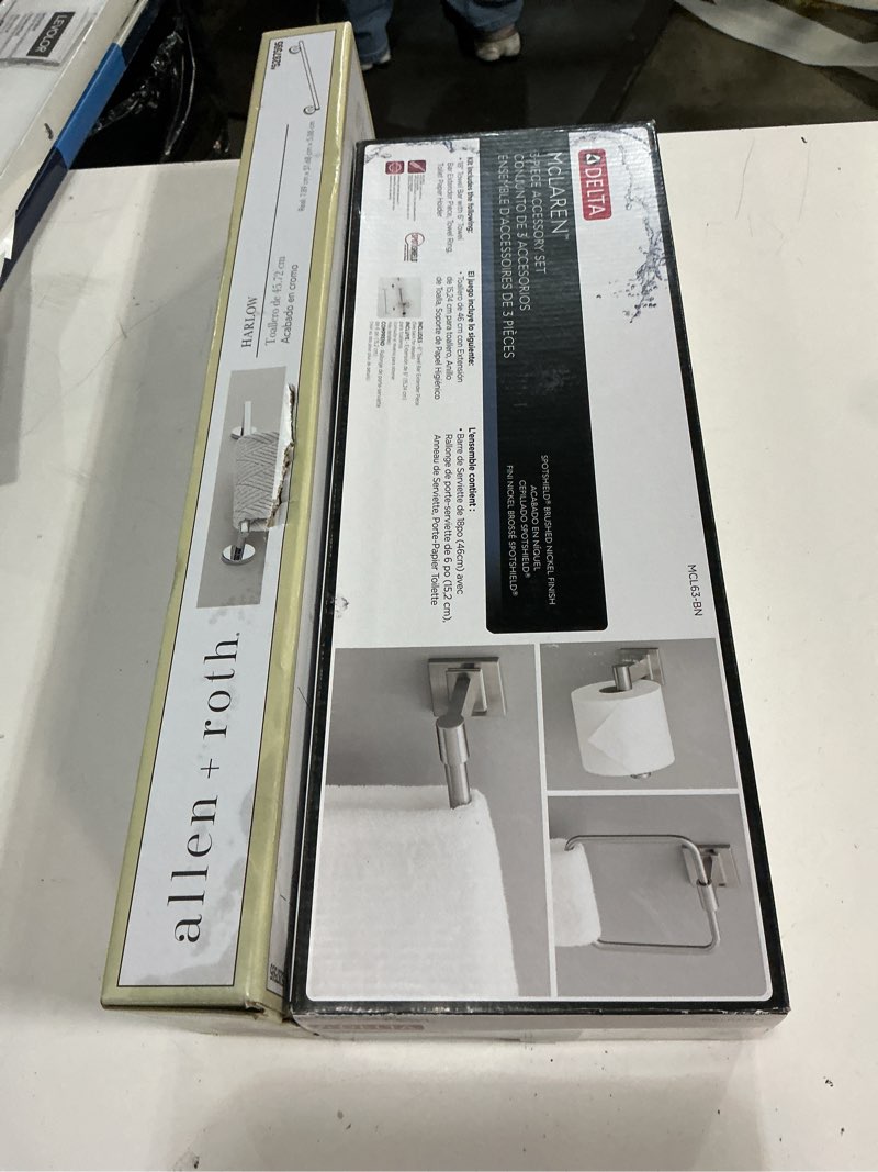 Condition photo showing As Is for (different styles and sizes) polished chrome wall-mount single towel bar