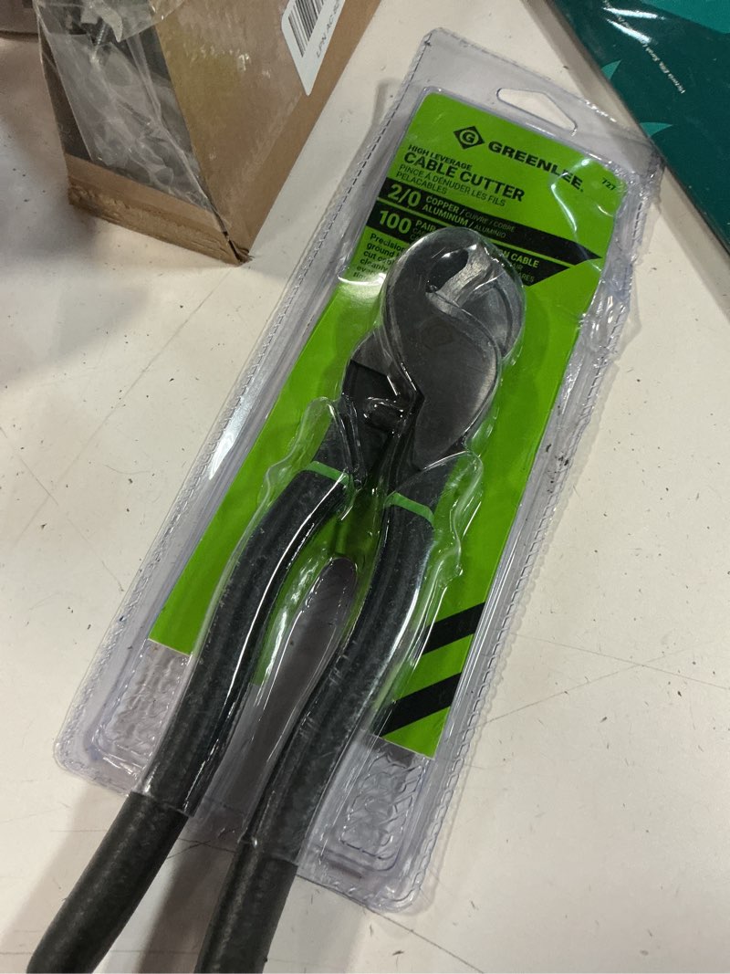 Condition photo showing New/Like New for greenlee 727 9-3/4" handheld cable cutter for copper and aluminum cables up to 2/0, 70 square millimeters