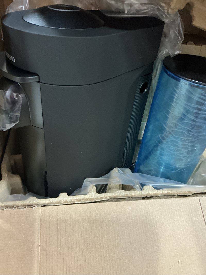 Condition photo showing As Is for nespresso vertuo plus deluxe coffee and espresso maker by de'longhi, matte black with aeroccino milk frother machine + frother matte black