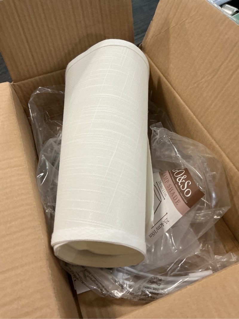 Condition photo showing Good Condition for go&so medium lamp shade set of 1,off white drum lampshades,11"x13"dx 10"h white-linen 11×13×10 in-1 pcs