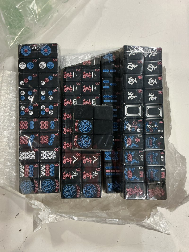 Condition photo showing As Is for american mahjong tiles (1.2”,tiles only), 166 mahjong tile set with black color (tiles only)