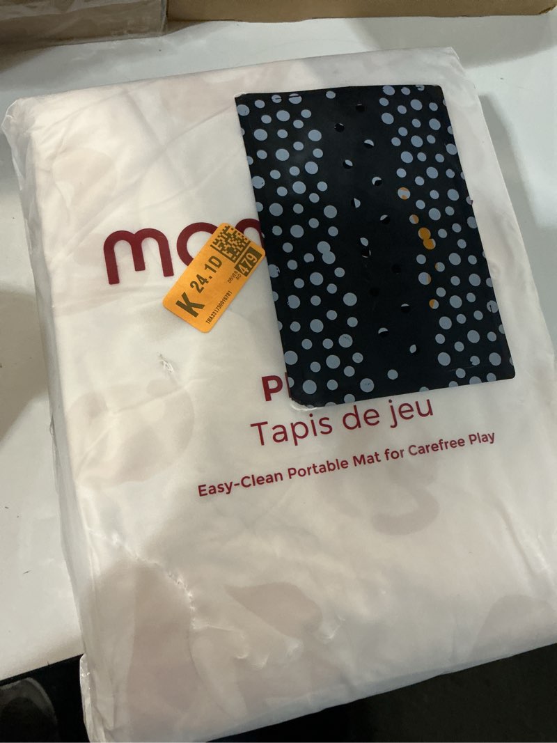 Condition photo showing New/Like New for momcozy baby play mat for floor, 50x50 thickened playpen mat, playmate for baby tummy time, waterproof & non-slip, foldable outdoor mat with carrying handle, leopard leopard heart