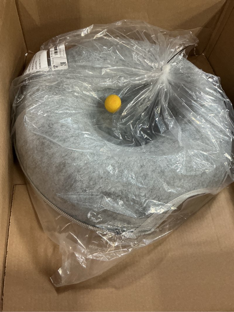 Condition photo showing Good Condition for Cat Tunnel Bed for Indoor Cats with 3 Toys, Scratch Resistant Donut Cat Bed, Up to 9 Lbs (M 20x20x9, Light Grey)