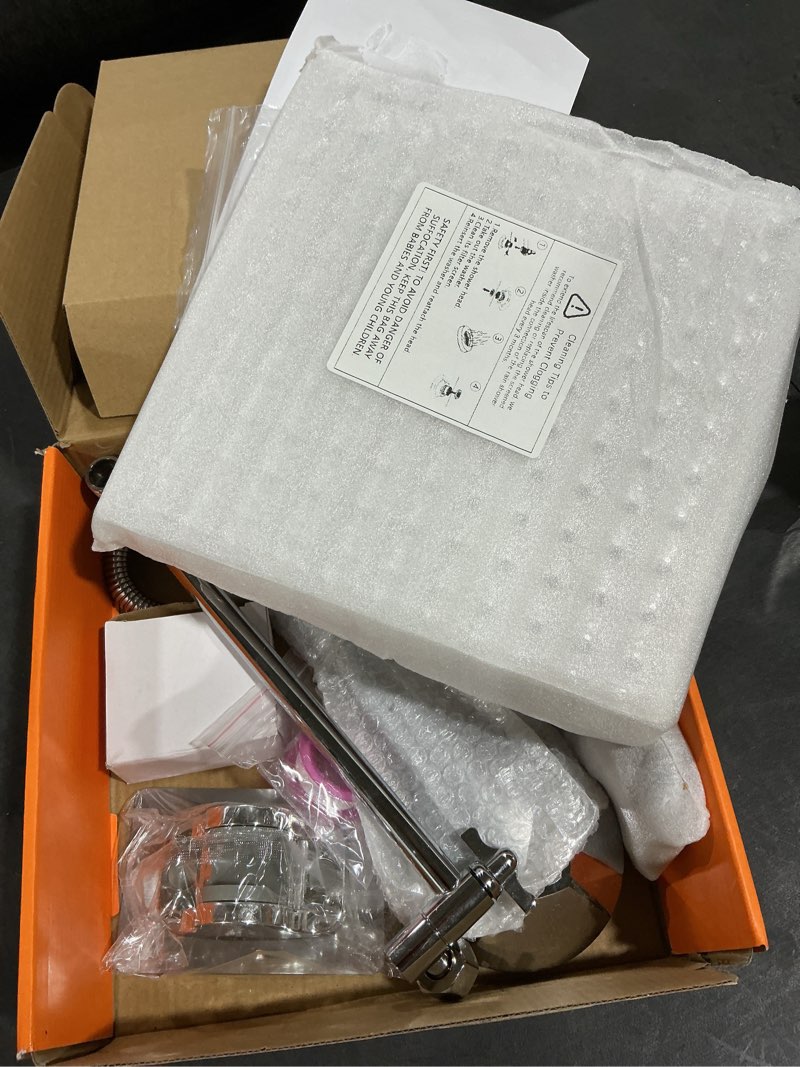 Condition photo showing New/Like New for High Pressure Rainfall Shower Head with Handheld Spray Combo – 5 Spray Modes, 10" Rain Shower, Anti-Clog Nozzles, Rust-Resistant Chrome Plating & Brass, Flexible Extension Arm Chrome 10 Inch