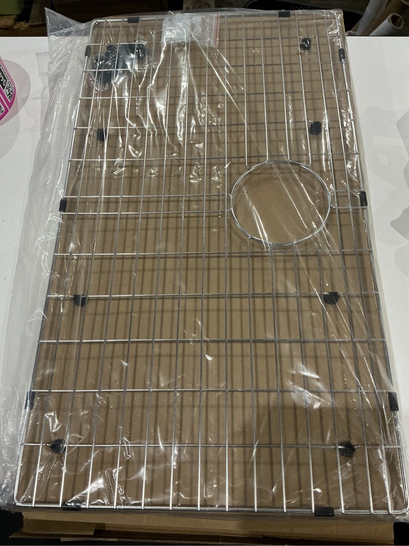 Condition photo showing Good Condition for serene valley 29-5/16" x 16-3/8" sink bottom grid, rear drain with corner radius 3/16", sink grids stainless steel nlw3017r