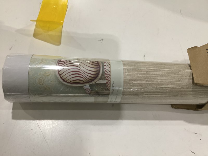 Condition photo showing New/Like New for haimin grasscloth wallpaper peel and stick 20.9in x 393in fabric contact paper wall paper textured wallpaper horizontal stripes look self-adhesive thick vinyl embossed (beige)