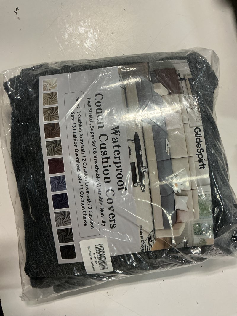 Condition photo showing New/Like New for waterproof couch cushion covers - stretch washable slipcover with elastic non-slip design, furniture protector for pets,kids (3 cushion sofa, dark grey) dark grey 3 cushion sofa