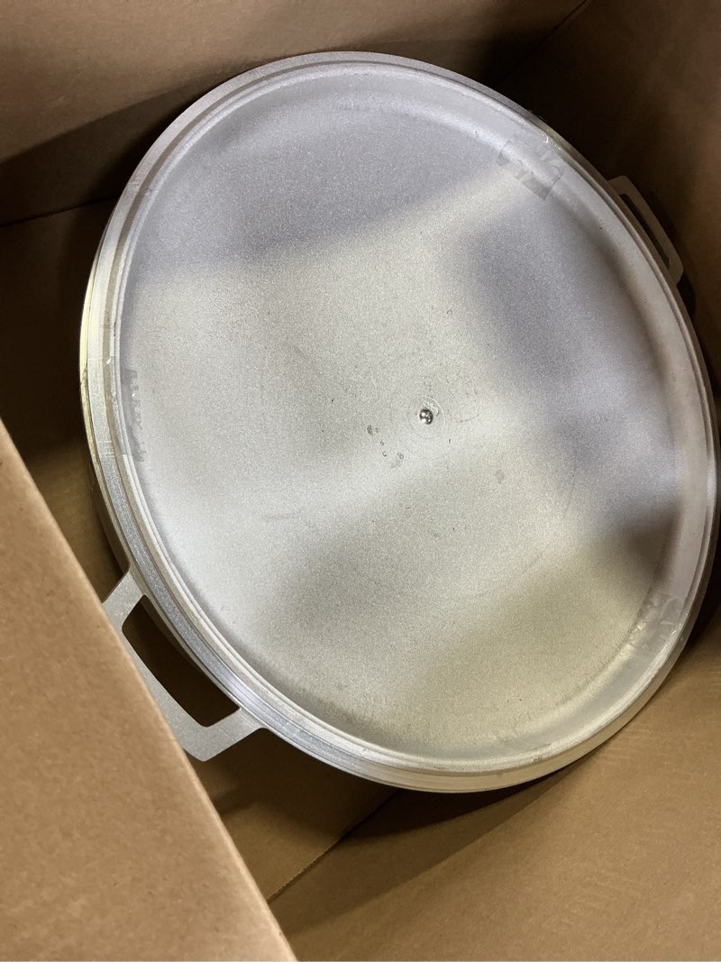 Condition photo showing As Is for imusa gau-80508 jumbo traditional natural caldero for cooking and serving, 18 quart, silver aluminum lid 18 qt