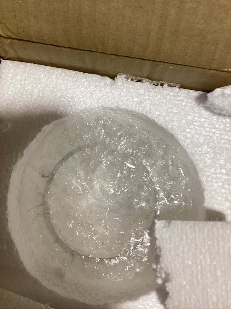 Condition photo showing As Is for clear frosted glass globe lamp shade replacement lighting fixture | top opening, high light transmission, easy installation, heat resistant, for chandelier ceiling light, 5" globe, 1.7" fitter e26 bulb clear