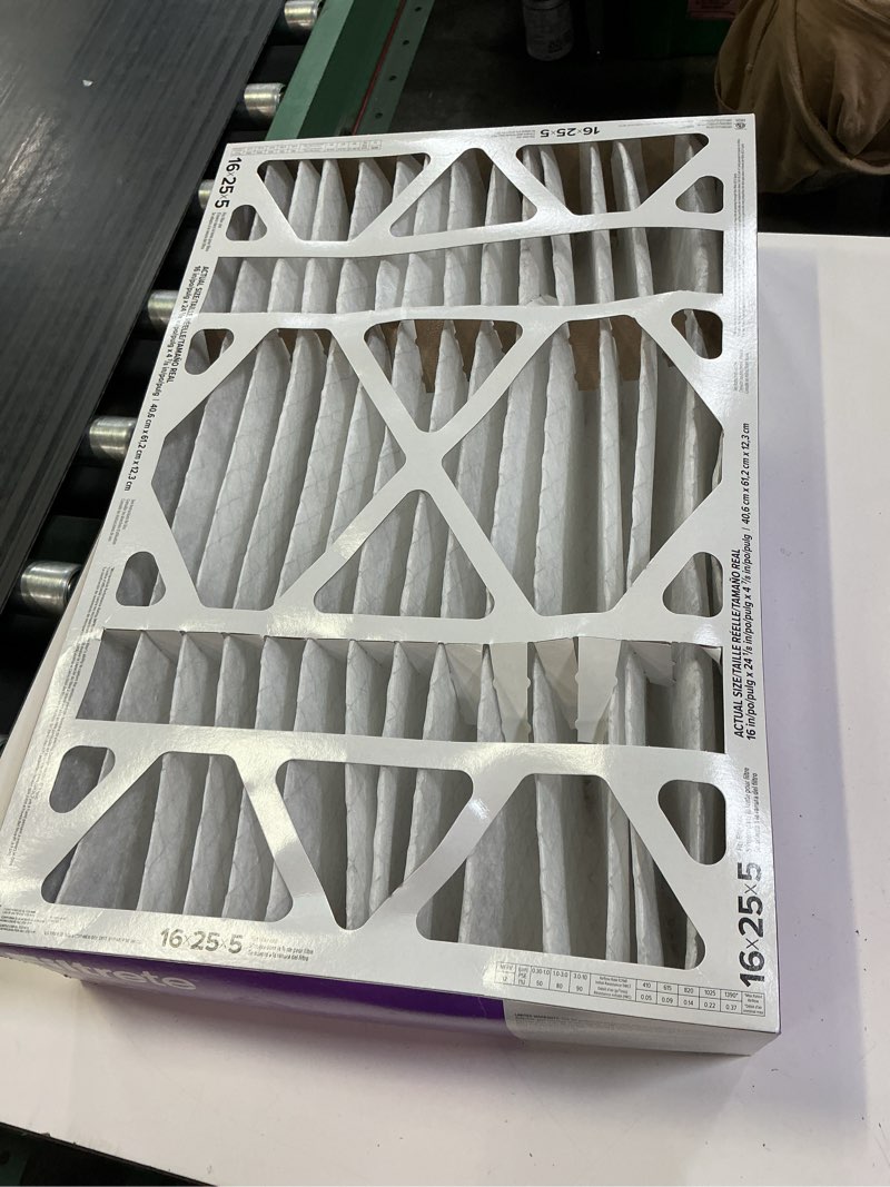 Condition photo showing New/Like New for filtrete 16x25x5 ac furnace air filter, mpr 1550, merv 12, fits honeywell & trion airbear, certified asthma & allergy friendly, electrostatic air filter, 1-pack (actual size 15.75 x 24.13 x 4.88) 4.9" x 24.1" x 15.6"