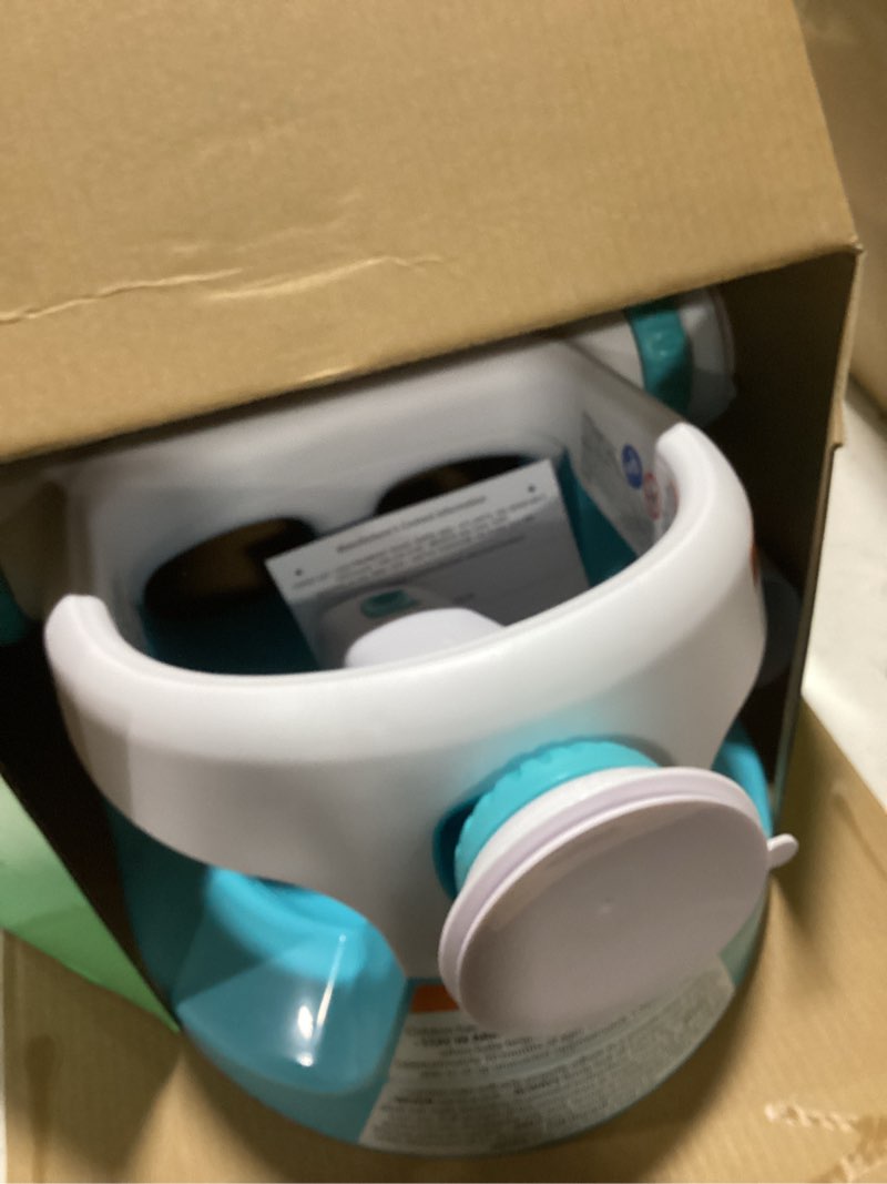 Condition photo showing As Is for ingenuity my bath seat for sit-up baby bathing, sure & secure suction cups, astm safety tested & approved, backrest for assisted sitting, easy setup & storage, aqua