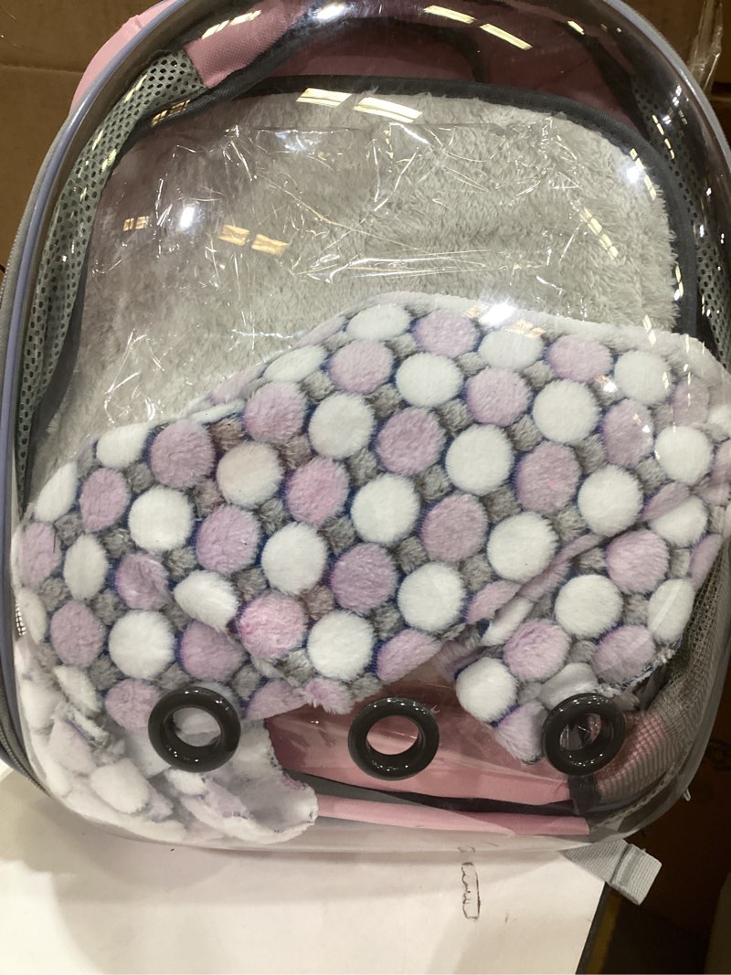 Condition photo showing As Is for small animal carrier guinea pig backpack,transparent, breathable backpack carrier for hedgehogs, rabbits, birds, squirrels, hamsters, lizards comfortable, portable travel bag for small pets (pink)