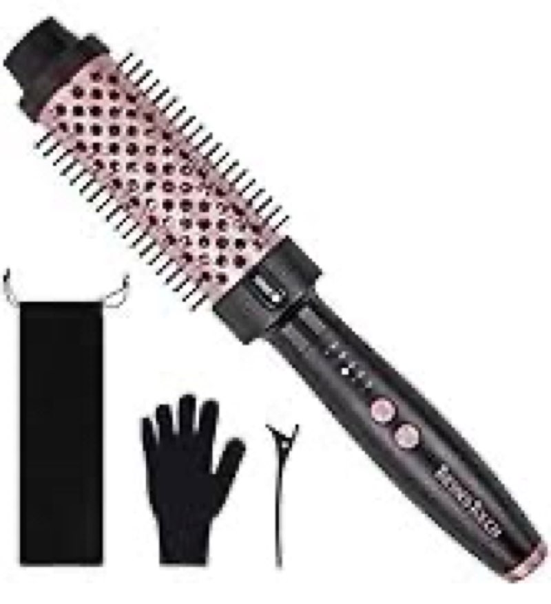 nonk thermal brush 1.5", thermal round curling brush, long lasting universal voltage heated curling 