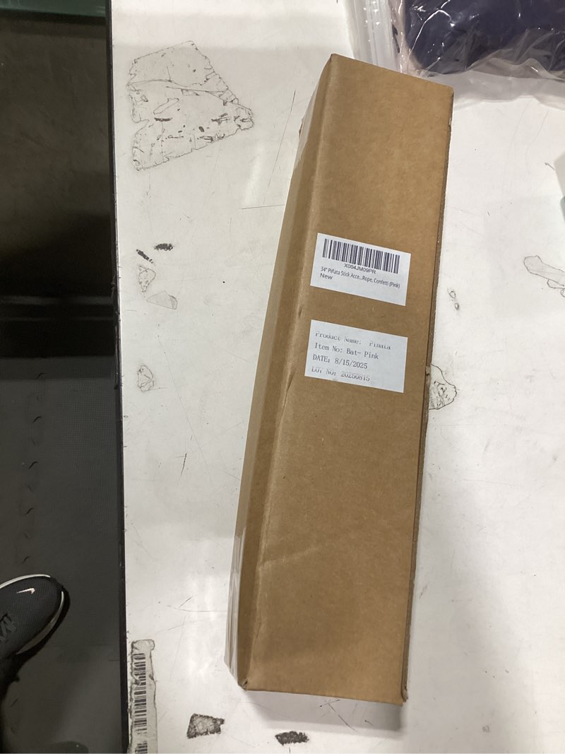 Condition photo showing New/Like New for 34" Piñata Stick Accessories Set, Pinata Bat, Blindfold Eye Mask, Hemp Rope, Confetti (Pink)