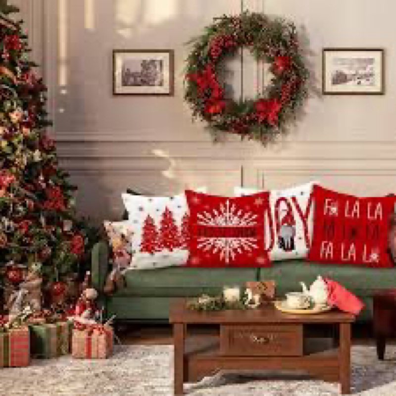 Merry Christmas Decorative Throw Pillow Covers 18 x 18 Set of 4