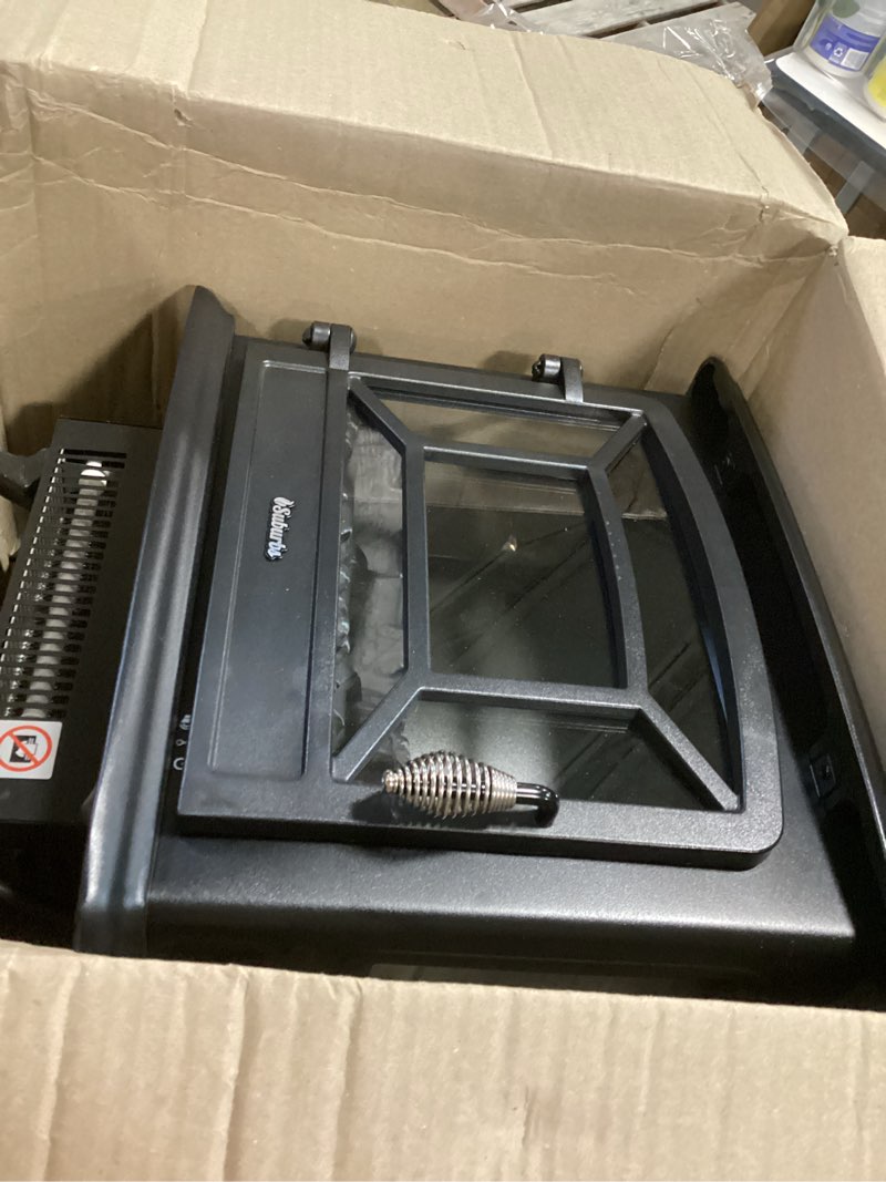 Condition photo showing As Is for TURBRO Suburbs 20 in. Electric Fireplace Infrared Heater with Crackling Sound, Freestanding Fireplace Stove with Realistic Flame Effect, CSA Certified, Overheating Protection, Easy to Assemble, 1400W Black 20"