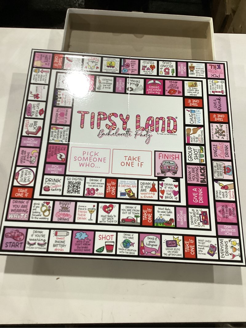 Condition photo showing New/Like New for tipsyland bachelorette edition | official product | hilarious adult board game | group game for game nights, parties and more | fun challenges, dares & mini-competitions | 3-8 players