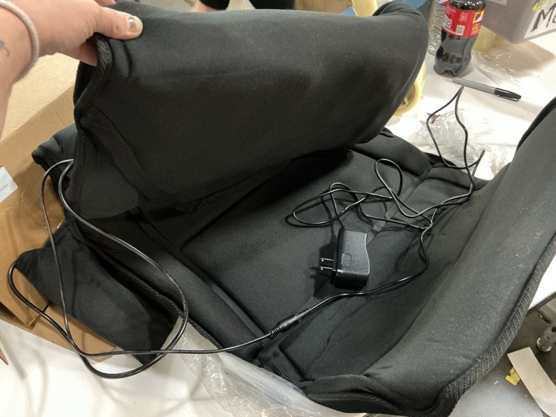 Condition photo showing As Is for cili massage mat full body,massager chair pad,10 vibration motors & 5 massage modes,back massager for bed,massage mattress pad for back,heating pad with auto shut off classic black