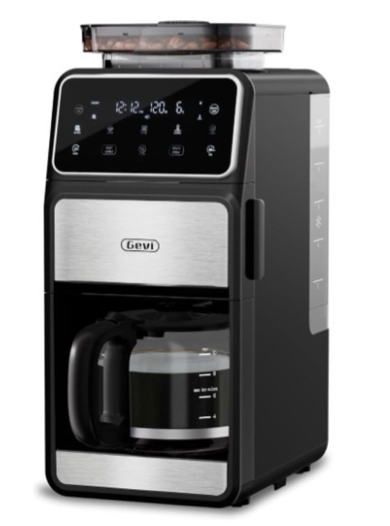 gevi 10 cup drip coffee maker with built-in grinder, grind ? brew burr combo coffee machine with touch screen, programmable, 4-hour warm plate, permanent filter, coffee carafe