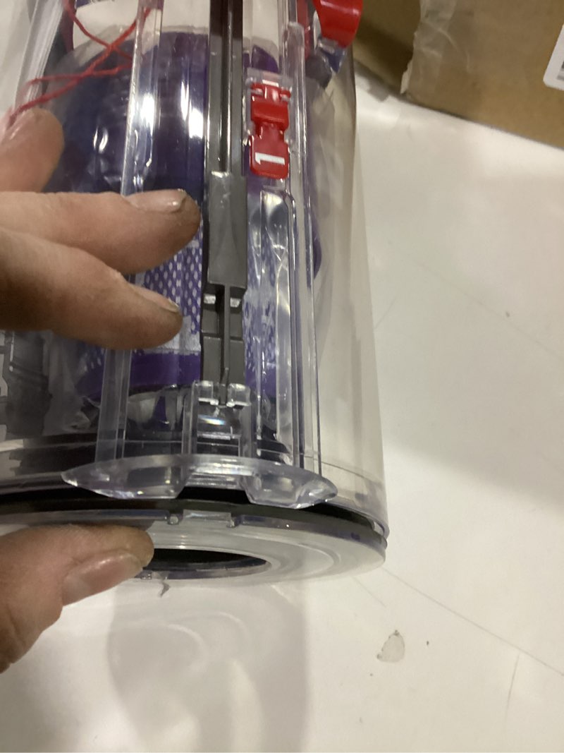 Condition photo showing As Is for **broken camp**QINAN Upgraded Canister Replacement Parts Compatible With Dyson Cyclone V10 Animal,V10 Total Clean,V10 Absolute,V10 Animal,SV12 Vacuum Dust Bucket HEPA Filter attachments 969509-01, Blue/Grey