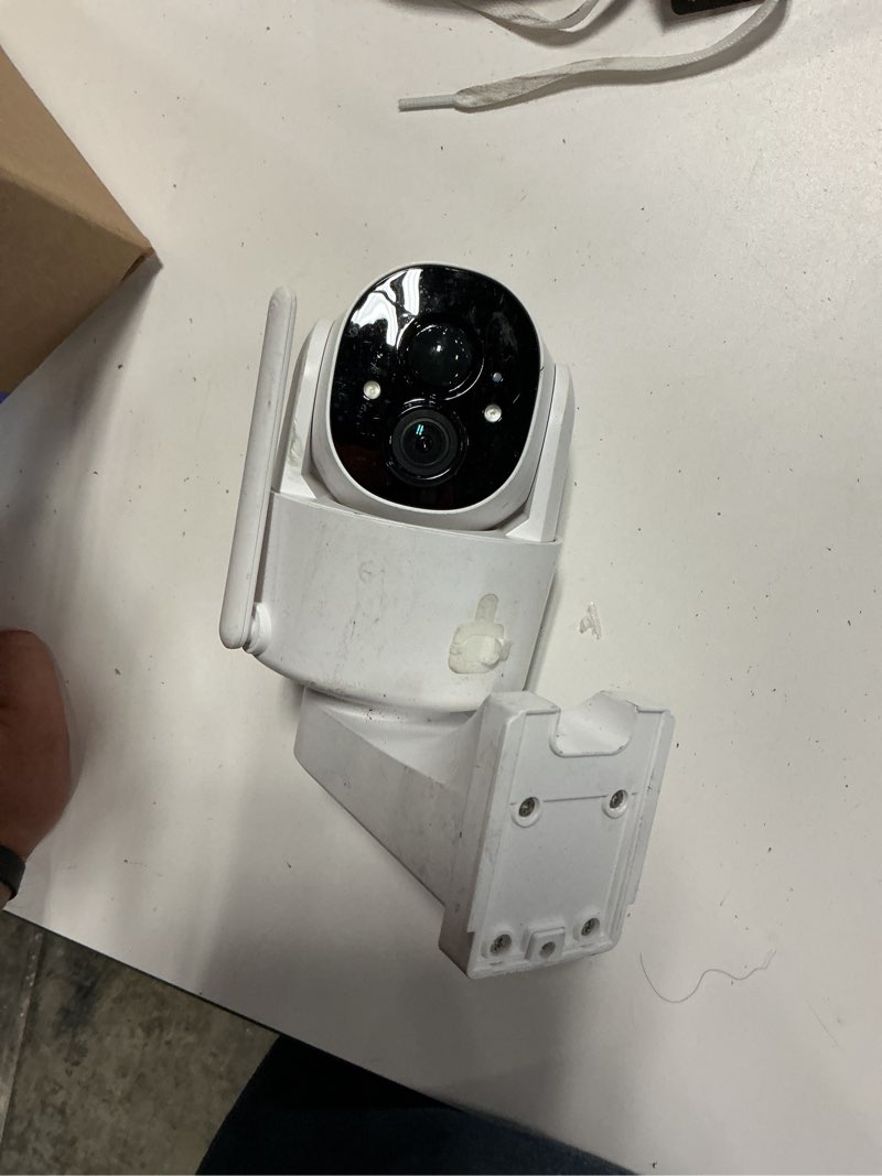 Condition photo showing As Is for gmk solar security cameras wireless outdoor, 2k pan tilt 360° view battery powered 2-way talk outdoor camera wireless 3mp ptz wifi surveillance cam cloud/sd storage color night vision spotlight/siren