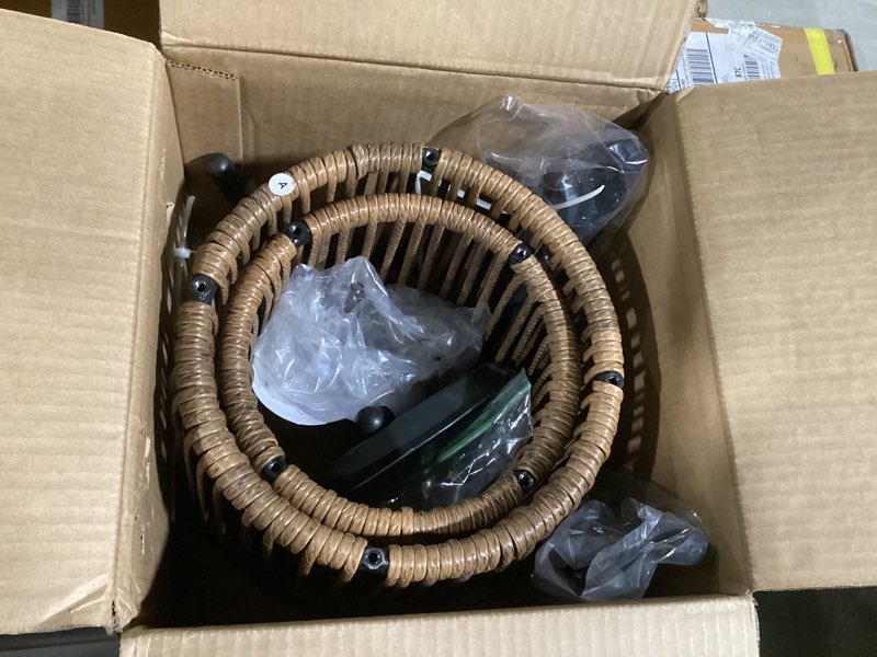 Condition photo showing Good Condition for set of 2 rattan plant stand, boho wicker planter stand, handwoven mid century plant holder for living room, bedroom, patio