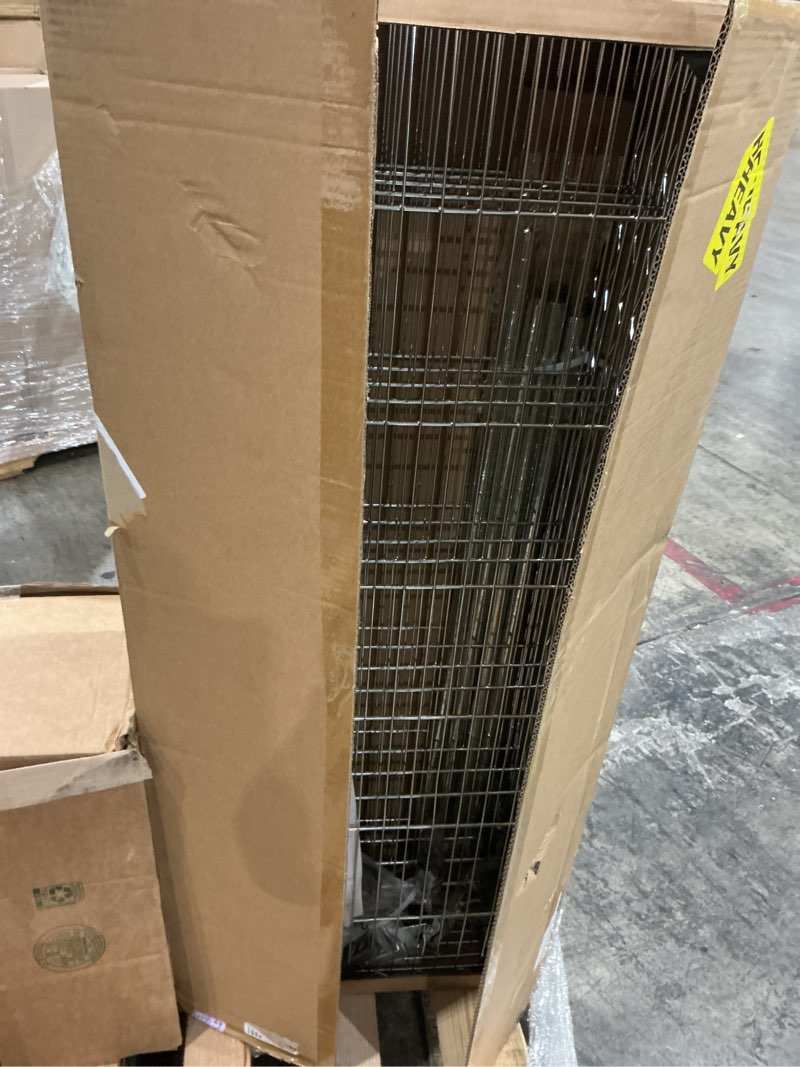 Condition photo showing Good Condition for mzg steel storage shelving 5-tier utility shelving unit with wheels, steel organizer wire rack for home,kitchen,office,garage,17.7" d x 47.2" w x 76.7" h-chrome