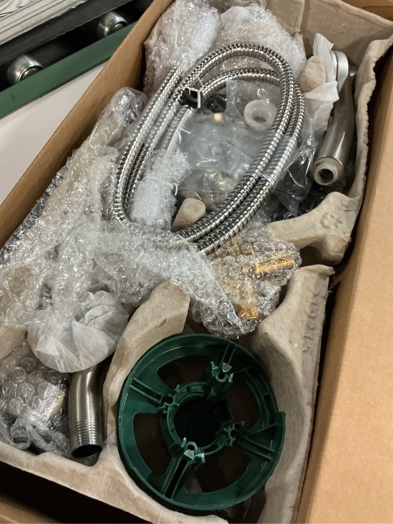 Condition photo showing Good Condition for Moen Engage Multi-Function Handshower and Rainfall Shower Head Trim Combo with Handle, Tub Spout, Metal Hose and Valve, Brushed Nickel, 82304SRN