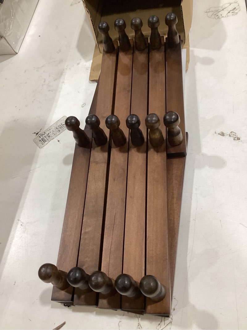 Condition photo showing Good Condition for scunda hat rack for wall, expandable wall hat holder with 16 hooks, 16 inch wooden wall hook for baseball caps,cowboy, bag,hoodie(brown) brown 16 hooks