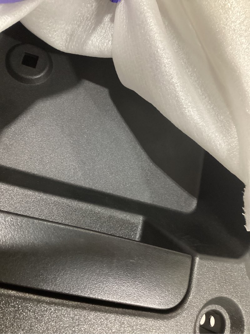 Condition photo showing New/Like New for Exterior Door Handle, Compatible with 1996-2015 Chevy Express GMC Savana 1500 2500 3500 Van, Rear Right Cargo Door Handle with License Plate Bracket Holder Housing | 15269298 25866289 Tailgate Handle License Plate Bracket Black