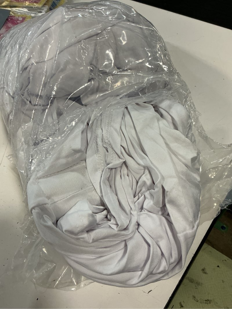 Condition photo showing As Is for pureegg spandex tablecloth 6ft - 4 pack, fitted and tight cloth for rectangle table, wrinkle-free and stretch table cover for party, wedding, banquet and birthday, white