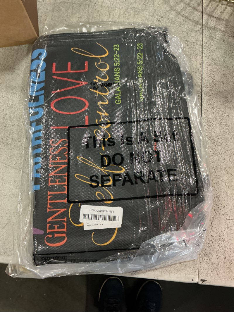 Condition photo showing Good Condition for hosuly 15 pcs fruit of the spirit tote bags galatians 5: 22-23 reusable non-woven git bag 15 x17 inch religious inspirational tote bag with handle grocery shopping wrapping bags for party favors 15 fruit of the spirit
