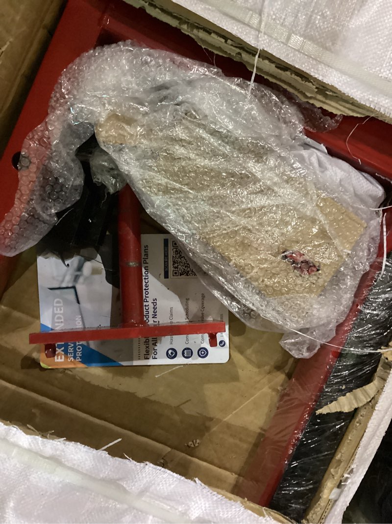 Condition photo showing New/Like New for 6-Ton H-Frame Hydraulic Press with Adjustable Table & 2 Press Plates, Heavy-Duty Shop Press for u-Joints, Metal Bending, and Garage Repairs Red-6T