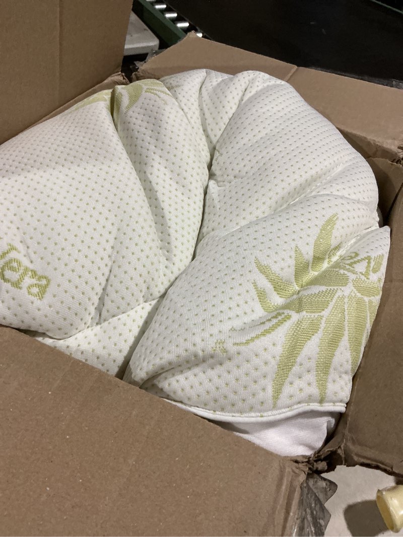 Condition photo showing As Is for mattress topper aloe vera blend viscose derived from bamboo pillow top - extra thick padded mattress pad & protector, breathable fitted deep pocket 8-21, ultra soft & supportive