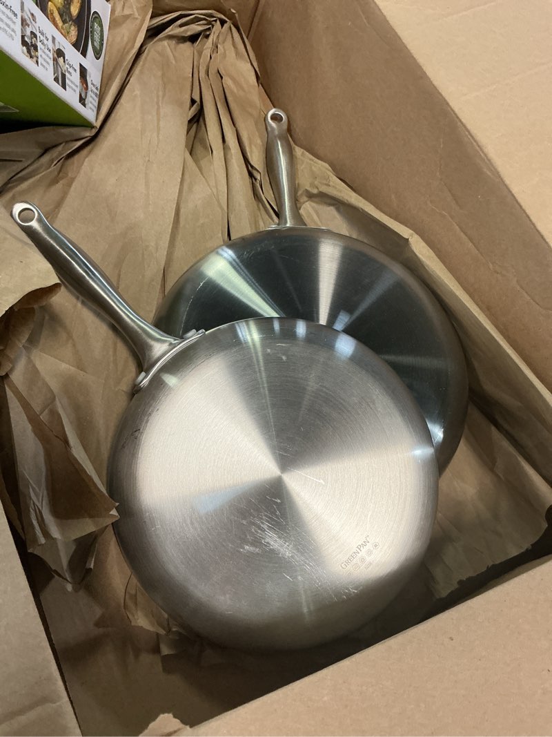 Condition photo showing Good Condition for GreenPan TriClad Ceramic Nonstick 9.5" and 11" Frypan Set