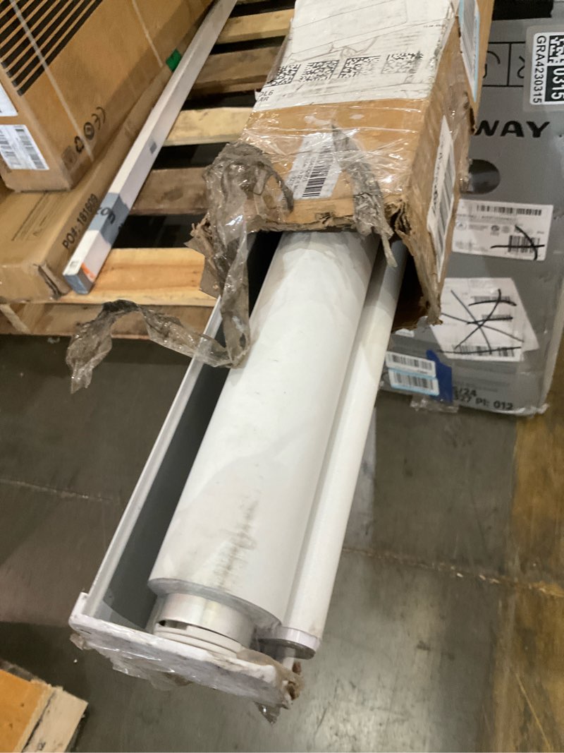 Condition photo showing As Is for smonter cordless blackout roller shades for windows- room darkening roller blinds with valance, high shading & uv protection, 71" w x 72" h, white 71"w x 72"h white