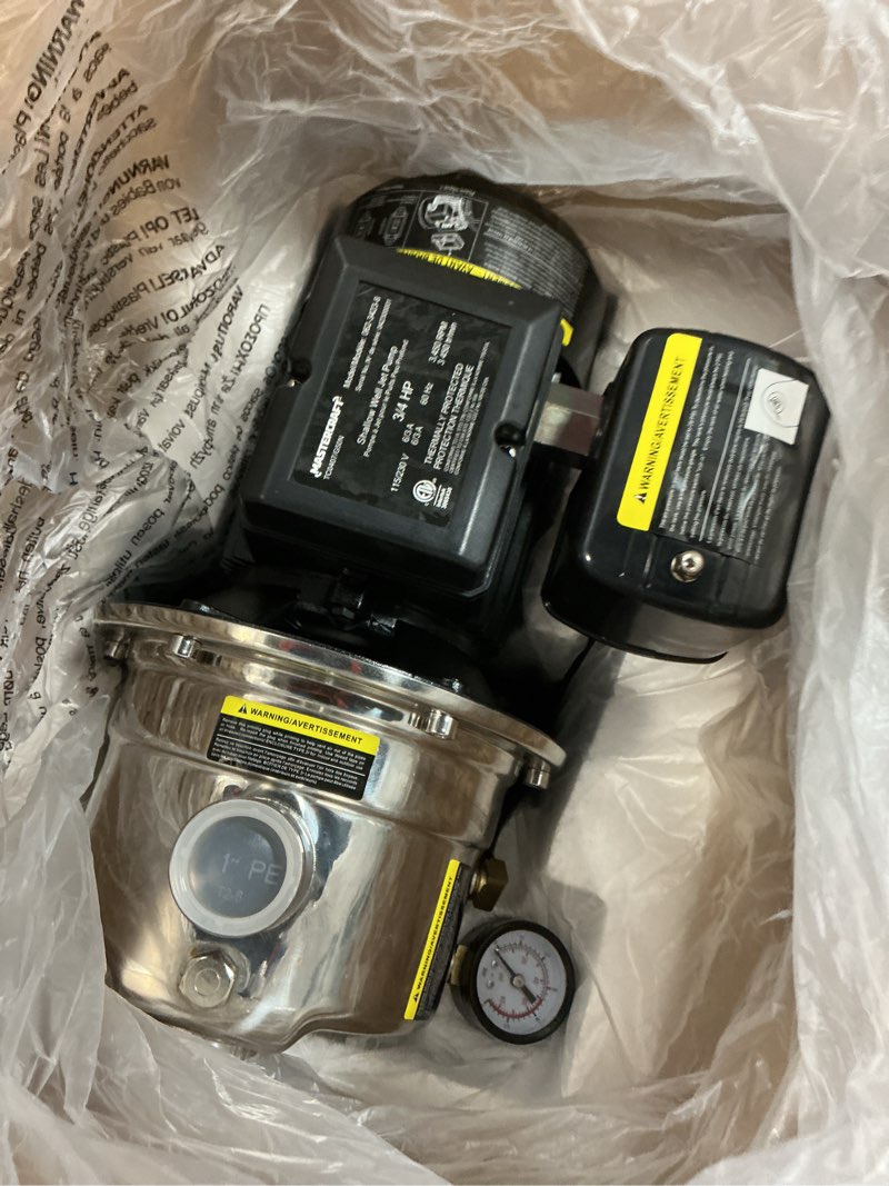 Condition photo showing As Is for stainless steel surface well jet pumps 3/4 hp