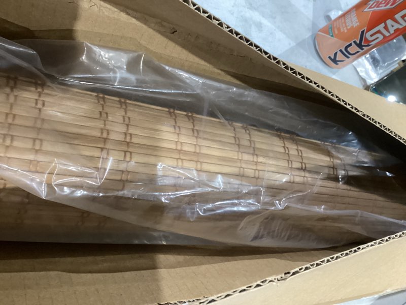 Condition photo showing New/Like New for LazBlinds Cordless Bamboo Roman Shades, Light Filtering Window Treatment, Roll Up Bamboo Blinds for Windows, 23'' W x 60'' H Light Filtering-brown206 23'' W x 60'' H
