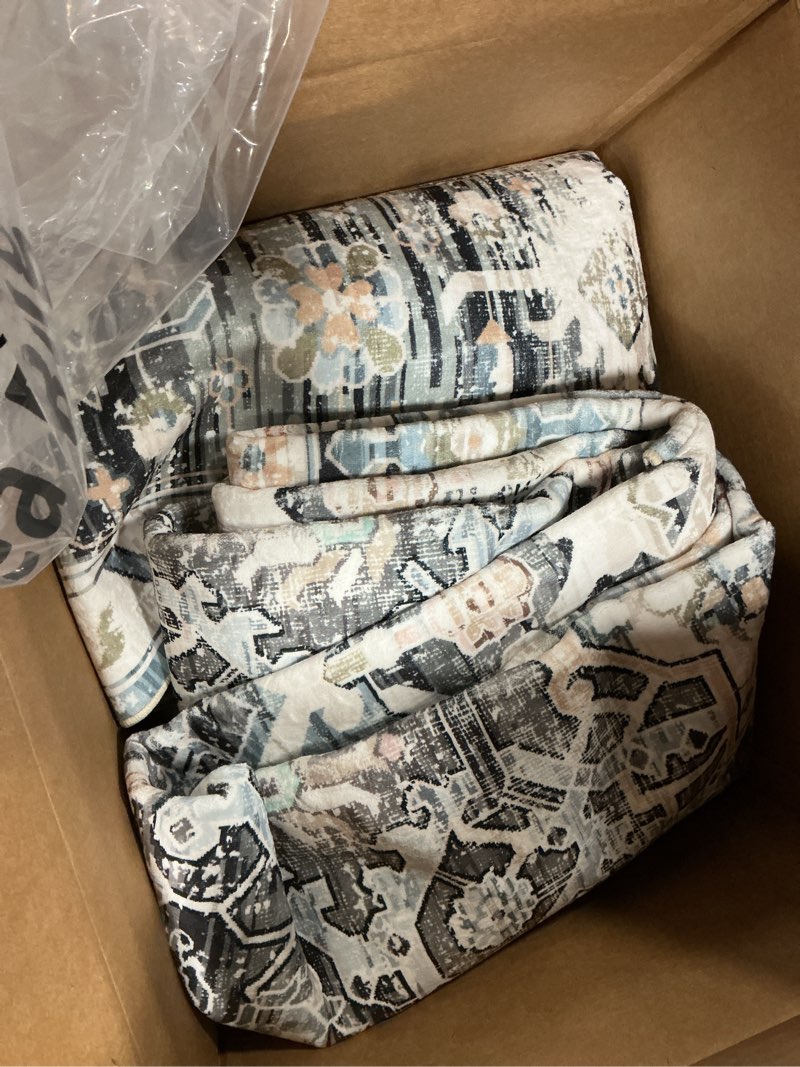 Condition photo showing Good Condition for 8x10 area rugs for living room, washable vintage boho neutral medallion rug non slip low pile floor carpet for bedroom dining room home office (beige, 8'x10')